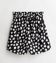 New Look Maternity Black Animal Print Belted Paperbag Shorts
